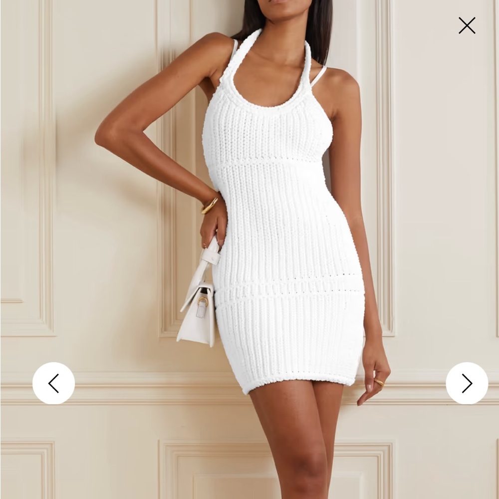 Jacquemus white halter neck mini dress